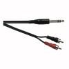 Soundlab Black Screened 6.35Mm Stereo Jack Plug To 2X Phono Plugs. Bag And Header 5M