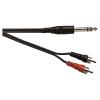 Soundlab Black Screened 6.35Mm Stereo Jack Plug To 2X Phono Plugs. Bag And Header 2M